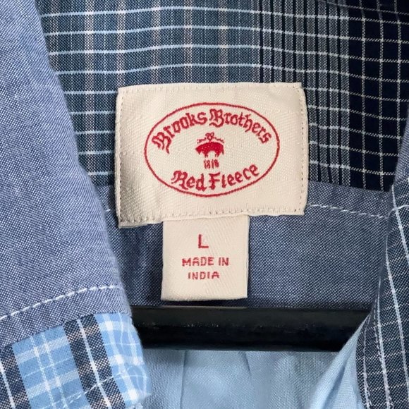 Brooks Brothers Red Fleece Patchwork Plaid S/S Button Shirt Men's Size L - Picture 3 of 7